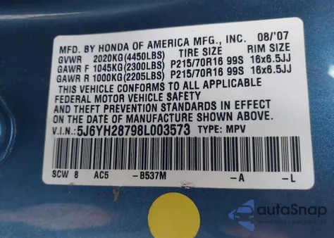 2008 Honda Element Ex z USA, uszkodzony, nr VIN 5J6YH28798L003573